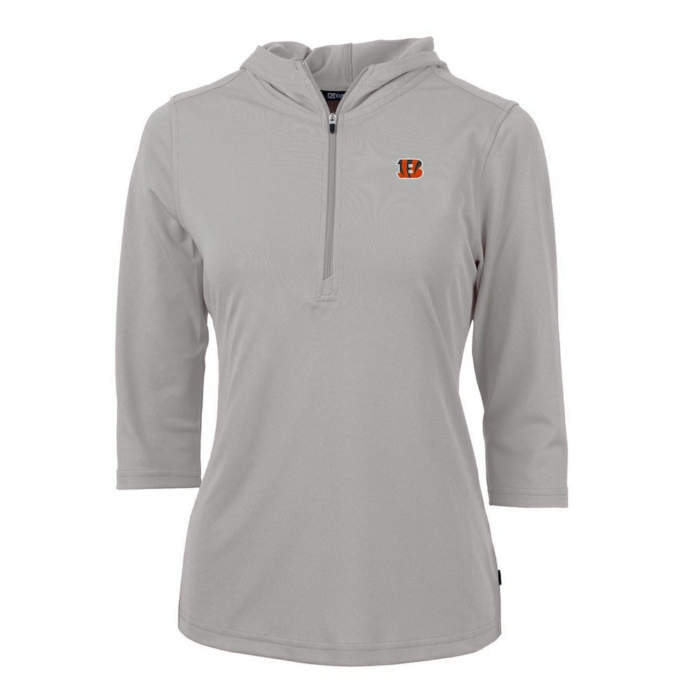 Cincinnati Bengals Cutter & Buck Women's Virtue Eco Pique Half-Zip 3/4 Sleeve Pullover Hoodie Gray | NFL