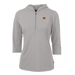 Cincinnati Bengals Cutter & Buck Women's Virtue Eco Pique Half-Zip 3/4 Sleeve Pullover Hoodie Gray | NFL