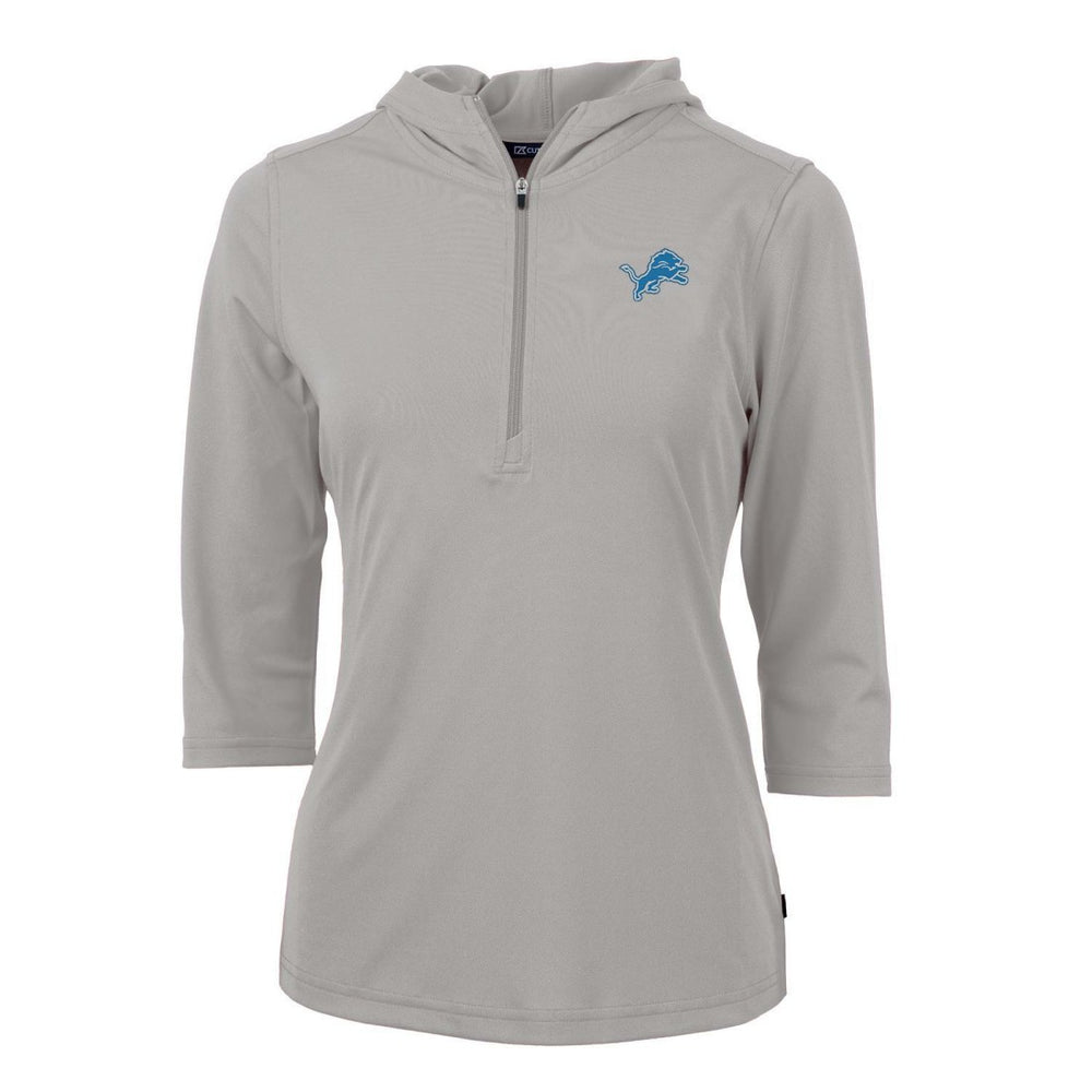 Detroit Lions Cutter & Buck Women's Virtue Eco Pique Half-Zip 3/4 Sleeve Pullover Hoodie Gray | NFL