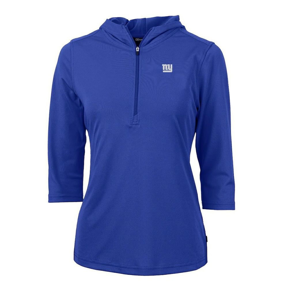 New York Giants Cutter & Buck Women's Virtue Eco Pique Half-Zip 3/4 Sleeve Pullover Hoodie Royal | NFL