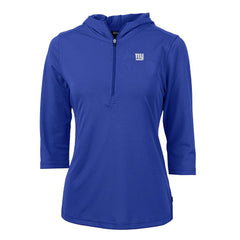 New York Giants Cutter & Buck Women's Virtue Eco Pique Half-Zip 3/4 Sleeve Pullover Hoodie Royal | NFL