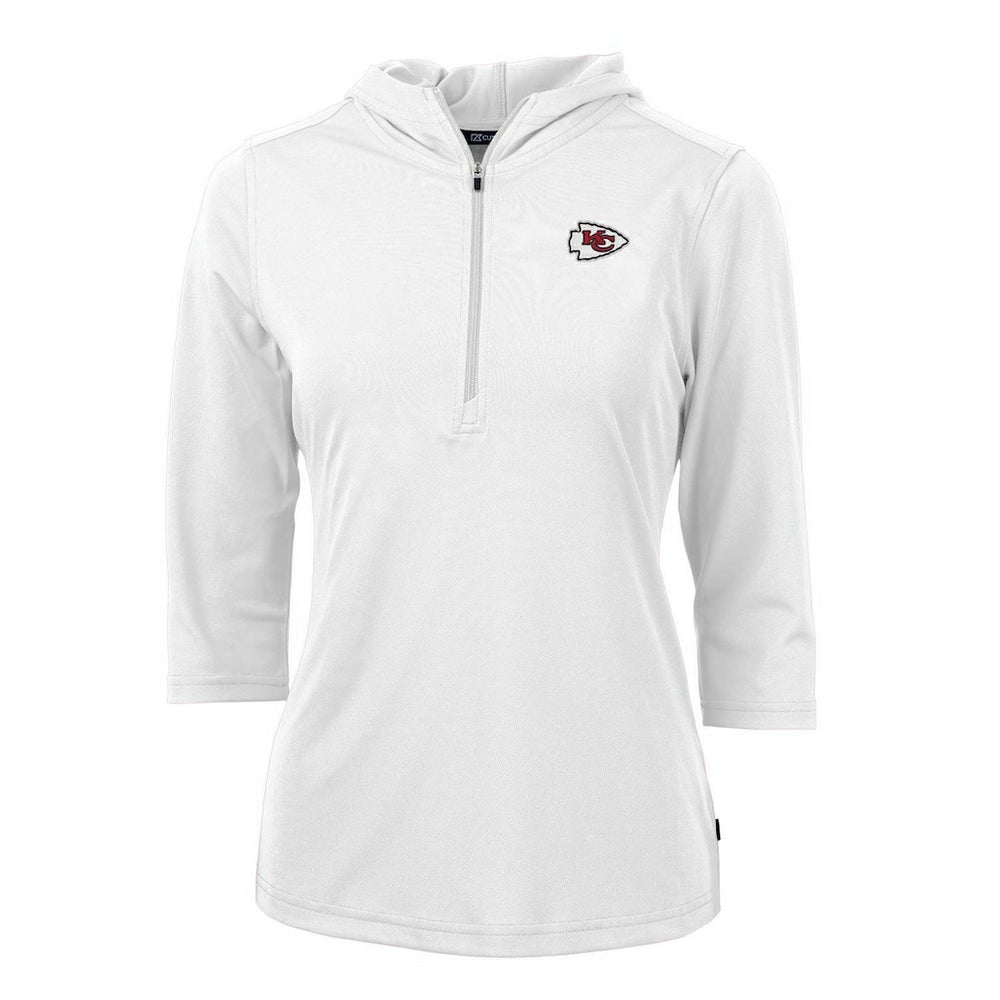 Kansas City Chiefs Cutter & Buck Women's Virtue Eco Pique Half-Zip 3/4 Sleeve Pullover Hoodie White | NFL