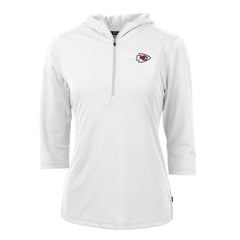 Kansas City Chiefs Cutter & Buck Women's Virtue Eco Pique Half-Zip 3/4 Sleeve Pullover Hoodie White | NFL