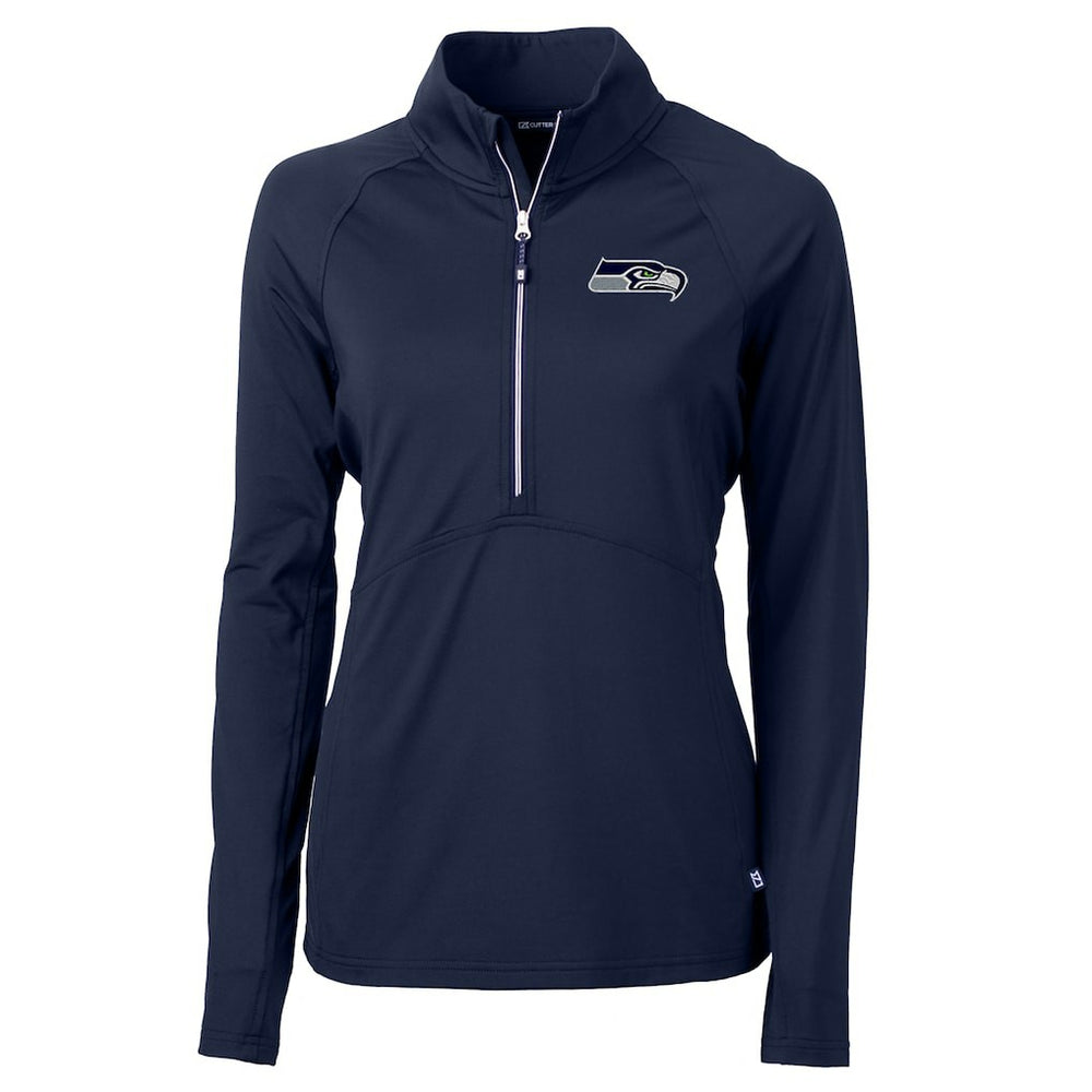 Seattle Seahawks Cutter & Buck Women's Adapt Eco Knit Half-Zip Pullover Jacket College Navy | NFL