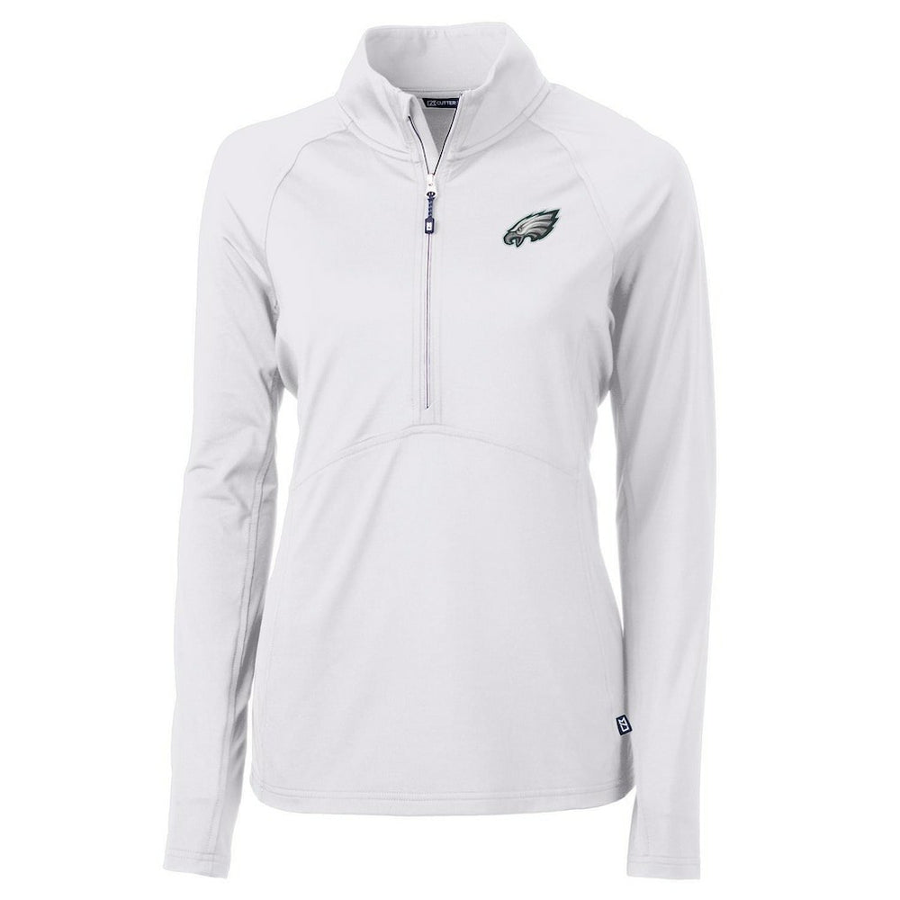 Philadelphia Eagles Cutter & Buck Women's Adapt Eco Knit Half-Zip Pullover Jacket White | NFL