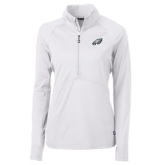Philadelphia Eagles Cutter & Buck Women's Adapt Eco Knit Half-Zip Pullover Jacket White | NFL
