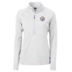 Pittsburgh Steelers Cutter & Buck Women's Adapt Eco Knit Half-Zip Pullover Jacket White | NFL
