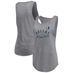 Dallas Mavericks Women's Quality Time Open Scoop Neck Tri-Blend Tank Top Heathered Gray - NBA