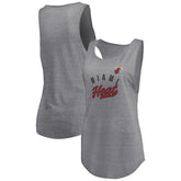 Miami Heat Women's Quality Time Open Scoop Neck Tri-Blend Tank Top Heathered Gray - NBA