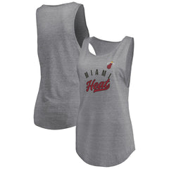 Miami Heat Women's Quality Time Open Scoop Neck Tri-Blend Tank Top Heathered Gray - NBA