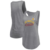 Los Angeles Lakers Women's Quality Time Open Scoop Neck Tri-Blend Tank Top Heathered Gray - NBA