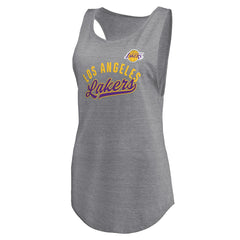 Los Angeles Lakers Women's Quality Time Open Scoop Neck Tri-Blend Tank Top Heathered Gray - NBA