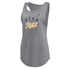Utah Jazz Women's Quality Time Open Scoop Neck Tri-Blend Tank Top Heathered Gray - NBA