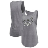 Brooklyn Nets Women's Quality Time Open Scoop Neck Tri-Blend Tank Top Heathered Gray - NBA
