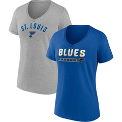 St. Louis Blues Fanatics Women's Parent 2-Pack V-Neck T-Shirt Set - Blue/Heathered Gray - NHL