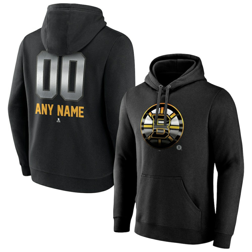 Boston Bruins Personalized Midnight Mascot Logo Pullover Hoodie - Black - NHL