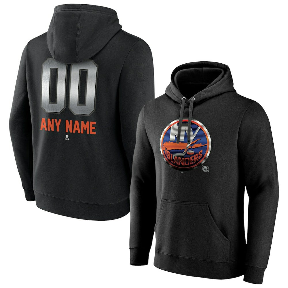 New York Islanders Personalized Midnight Mascot Logo Pullover Hoodie - Black - NHL