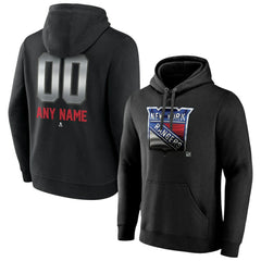New York Rangers Personalized Midnight Mascot Logo Pullover Hoodie - Black - NHL