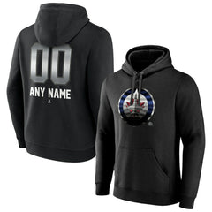Winnipeg Jets Personalized Midnight Mascot Logo Pullover Hoodie - Black - NHL