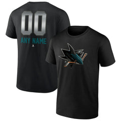 San Jose Sharks Personalized Midnight Mascot Logo T-Shirt - Black - NHL