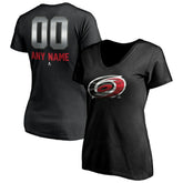 Carolina Hurricanes Women's Personalized Midnight Mascot Logo V-Neck T-Shirt - Black - NHL