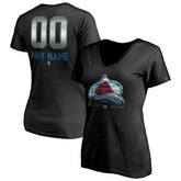 Colorado Avalanche Women's Personalized Midnight Mascot Logo V-Neck T-Shirt - Black - NHL