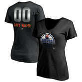 Edmonton Oilers Women's Personalized Midnight Mascot Logo V-Neck T-Shirt - Black - NHL