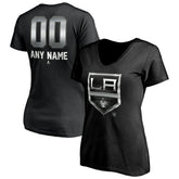 Los Angeles Kings Women's Personalized Midnight Mascot Logo V-Neck T-Shirt - Black - NHL