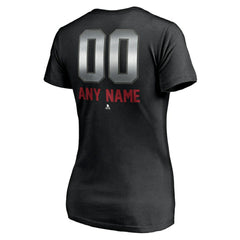 Montreal Canadiens Women's Personalized Midnight Mascot Logo V-Neck T-Shirt - Black - NHL