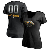 Nashville Predators Women's Personalized Midnight Mascot Logo V-Neck T-Shirt - Black - NHL