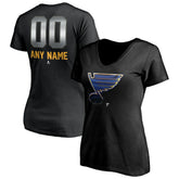 St. Louis Blues Women's Personalized Midnight Mascot Logo V-Neck T-Shirt - Black - NHL