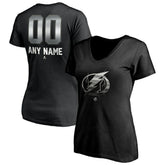 Tampa Bay Lightning Women's Personalized Midnight Mascot Logo V-Neck T-Shirt - Black - NHL