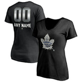 Toronto Maple Leafs Women's Personalized Midnight Mascot Logo V-Neck T-Shirt - Black - NHL