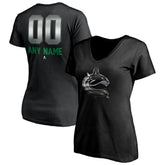 Vancouver Canucks Women's Personalized Midnight Mascot Logo V-Neck T-Shirt - Black - NHL
