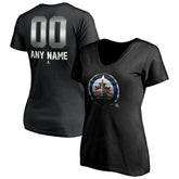 Winnipeg Jets Women's Personalized Midnight Mascot Logo V-Neck T-Shirt - Black - NHL