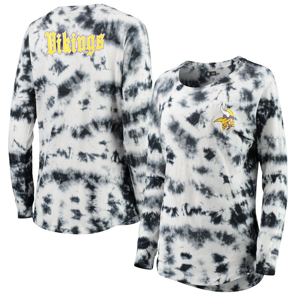 Minnesota Vikings New Era Women's Tie-Dye Long Sleeve T-Shirt Black | NFL