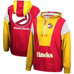 Atlanta Hawks Hardwood Classics Highlight Reel Windbreaker Half-Zip Hoodie Jacket Red/Yellow - NBA