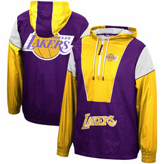 Los Angeles Lakers Hardwood Classics Highlight Reel Windbreaker Half-Zip Hoodie Jacket Purple/Gold - NBA