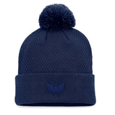 Washington Capitals Fanatics Women's Authentic Pro Road Cuffed Knit Hat with Pom - Navy - NHL