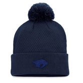 Nashville Predators Fanatics Women's Authentic Pro Road Cuffed Knit Hat with Pom - Navy - NHL