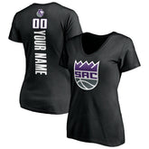 Sacramento Kings Women's Personalized Playmaker Team V-Neck T-Shirt Black - NBA