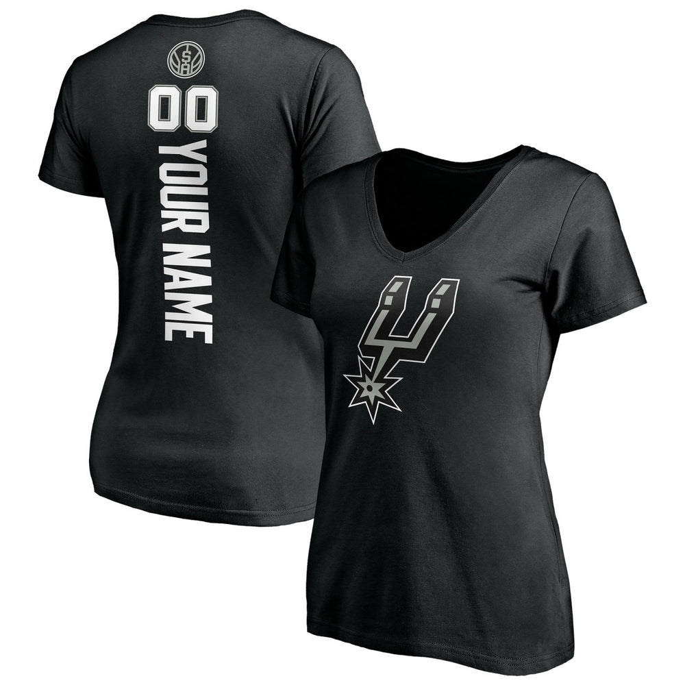 San Antonio Spurs Women's Personalized Playmaker Team V-Neck T-Shirt Black - NBA