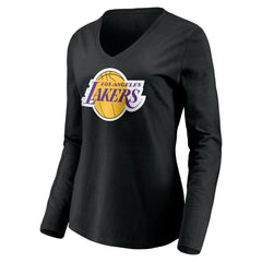 LeBron James Los Angeles Lakers Women's #6 Playmaker Name & Number Long Sleeve V-Neck T-Shirt Black - NBA