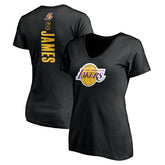 LeBron James Los Angeles Lakers Women's #6 Playmaker Name & Number V-Neck T-Shirt Black - NBA