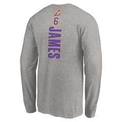 LeBron James Los Angeles Lakers #6 Playmaker Name & Number Long Sleeve T-Shirt Heathered Gray - NBA