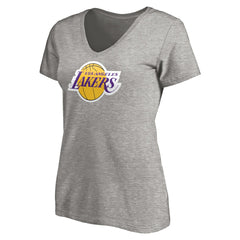 LeBron James Los Angeles Lakers Women's #6 Playmaker Name & Number V-Neck T-Shirt Heathered Gray - NBA