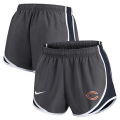 Chicago Bears Women's Team Logo Performance Tempo Shorts Charcoal | Nike for Sale