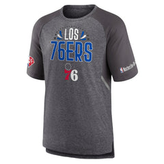 Philadelphia 76ers 2022 Noches Ene-Be-A Core Shooting Raglan T-Shirt Heathered Gray - NBA