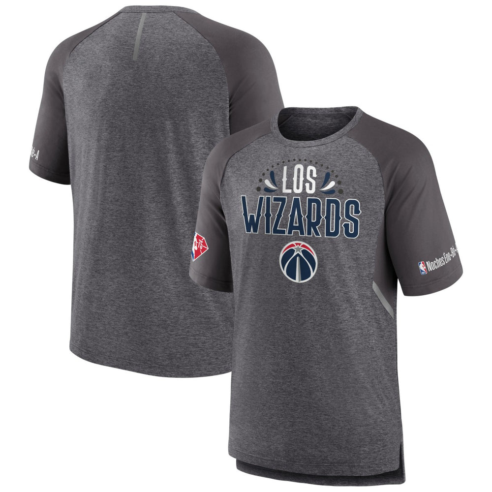 Washington Wizards 2022 Noches Ene-Be-A Core Shooting Raglan T-Shirt Heathered Gray - NBA