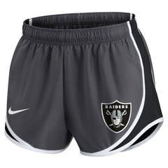 Las Vegas Raiders Women's Plus Size Logo Performance Tempo Shorts Charcoal | Nike for Sale